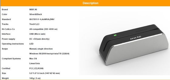 LED-besturingsinstructies MSR-X6 Magnetische strook Smart Card Reader Writer voor externe installatie