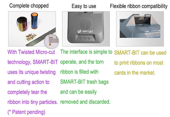 Automatische stop B10-kaartprinter Ribbon Shredder voor informatiebeveiliging en volle vuilniszak