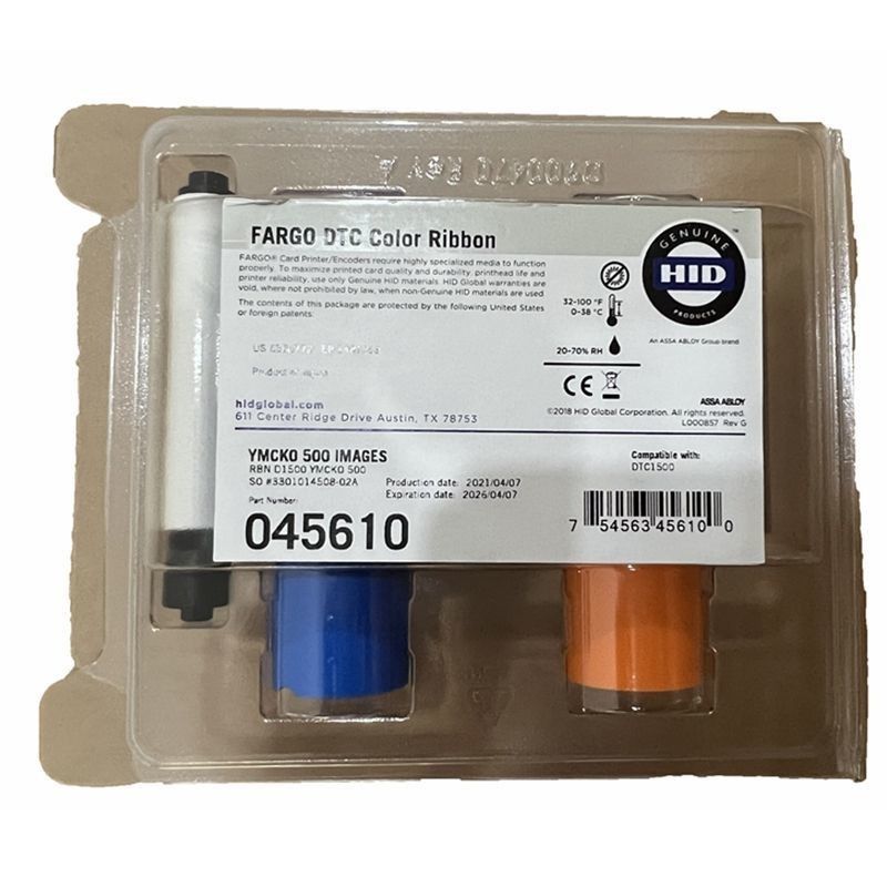 Breedte 9 mm Originele verborgen Fargo 45610 YMCKO Volkleurig lint voor DTC1500 500 afdrukken