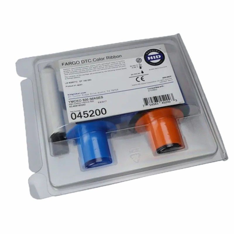 Fargo 45200 YMCKO Kleurbanden voor DTC4500 DTC4500e Kaartprinters 500 afbeeldingen per rol